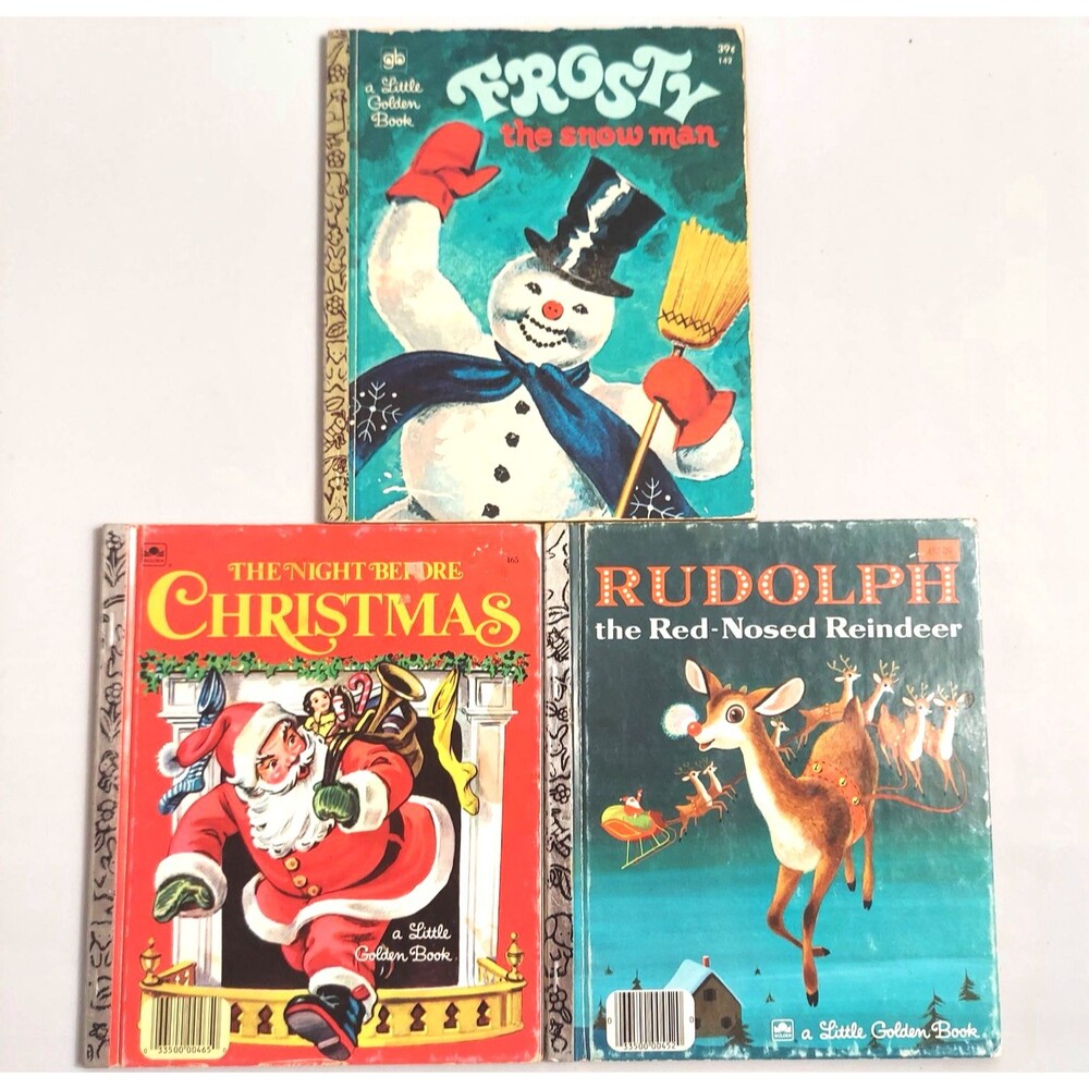 Vintage Little Golden Books Lot of 3 Frosty Night Before Christmas Rudolph 1970s